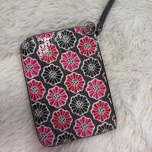 Vera Bradley Wristlet, pink, gray and sequins!